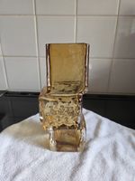 Whitefriars Style Glass Dunken Bricklayer Amber Vase Vintage 8"