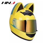 HNJ Motorcycle Helmet Cute Cat Ear Detachable Motorcycle Motorcross Casco Full F