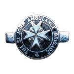THE ST JOHN AMBULANCE BRIGADE CHROME ENAMEL BADGE UK Vintage