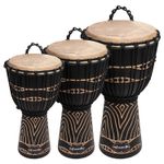 World Rhythm African Djembe Drum - Swirl Black