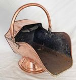 FINE ANTIQUE SOLID COPPER LOG BIN COAL SCUTTLE HELMET BUCKET brass vintage  f