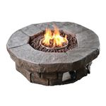 Garden Fire Pit Outdoor Gas Large 94cm Lava Rocks Brown Stone Effect Teamson