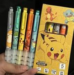 Pokemon Gel Pens Set of 5 Pikachu Charmander Squirtle Bulbasaur 0.5mm Black Ink