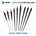 FEVA Special Classic River Stick 9 Floats Complete Set incl. Pete Warren Type