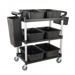 Commercial Kitchen Cart Basin Containers Three Shelf Cart Hanging Storage Bins