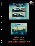 $26.00 Scott Value - 2018 NEVIS Sharks 2 s/s Caribbean Sea CV MNH NH UMM