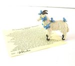Hantel Victorian Miniatures - Sheep on Wheels - Ram with Blue Ribbons  Vintage