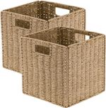 Set of 2 Storage Baskets Foldable Cube Storage Baskets Bins with Handles UK