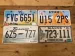 Set of 4 Various US Car License Plates inc Ohio, Utah & 2 More (#55)