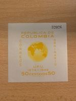 Colombia 1950 UPU 75th Anniversary 50c Souvenir Sheet Imperf Mint New