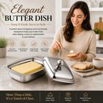 Stainless Steel Butter Dish with Lid Kitchen Breakfast Dining Serving Storage