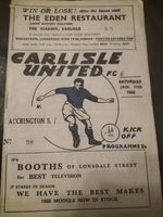 VINTAGE CARLISLE UNITED V ACCRINGTON STANLEY 3RD DIVISION NORTH 11TH JAN 1958