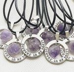 Amethyst Gemstone Pendant Necklace 24" - Healing Well-being Chakra @@