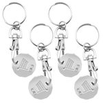 4 Trolley Coin Keyring Removable Supermarket £1 Pound Shopping Cart Token Holder