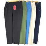 Womens Stretch Smart Pull On Slim Fit Mid Rise Ladies Office Work Trousers