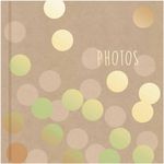 Photo Album 200 Photos 4x6 | Kraft Cover, Gold Polka Dot, Scrapbook Keepsake
