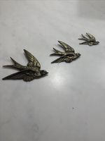Vintage Brass Wall Art Swallows x 3 Wall Hanging Swallow / Bird Trio