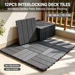 12Pack 30x30cm Heavy Duty Deck Tiles,Anti-Slip Interlocking Flooring for Outdoor