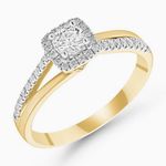Beaverbrooks 18ct Yellow Gold Halo Engagement Ring Round White Diamond Size L