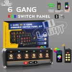 AUXBEAM 6 Gang RGB Slim Switch Panel Toggle LED Light Circuit Relay System Kit