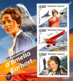 AMELIA EARHART Pilot / Aviatrix Lockheed Vega Aircraft Stamp Sheet (2022 Togo)
