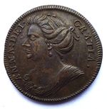 Anne 1702 Coronation AE Bronze Medal/Medallion ( Eimer 391 ) VF+