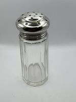 Antique 1920 Chester Sterling Silver Top Glass Sugar Caster Shaker Hallmarked