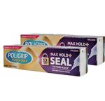 2 x Poligrip Power Max Hold & Seal -Flavour Free Denture Fixative Cream 12h Hold