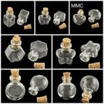 SMALL GLASS MINI BOTTLES VIALS OVAL ROUND HEXAGON JARS CLEAR PENDANTS UK