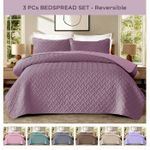 3 Piece Emboss Bedspread Quilted Comforter Bedding Set Bed Throw Reversible