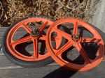 Skyway Tuff UT Old School BMX Mag Wheels Orange With Freewheel