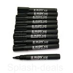 Permanent Marker Pens Black - Bullet Tip - High Quality Fine Waterproof Markers 