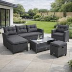 Garden Furniture Set Cambridge Rattan Corner Sofa Table Cushions Grey UK Stock