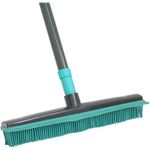 JVL Extendable Rubber Bristle Brush Broom with Squeegee, pet hair brush