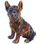 Black Supernova French Bulldog Splash Abstract Art Animal Dog Figurine Decor