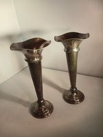 Antique Pair Martin Hall And Co 1800s Martinoid EP 7 Inch Fluted Flower Bud Vase