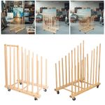 Carton Storage Rack with 360° Swivel Casters Art Storage Cart Wood Easily