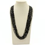 Vintage Retro Black Gold Glass Seed Beads 25 Strands Torsade Necklace