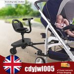 Universal Buggy Board with Seat, 2 in 1 Pram Standing Board for 2-6 Years 110lbs