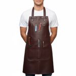 Genuine Leather Apron Adjustable Heavy Duty Chef Barber BBQ Tool Work Apron