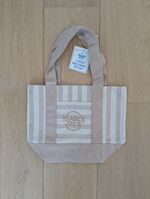 Brand New Trader Joe's Striped Mini Canvas Tote Bag Beige Trendy Handbag Shopper