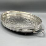 Vintage Silver Plated Gallery Serving Tray Claw Feet Cocktail Tea Handles Footed