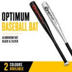Baseball Bat 28" Lightweight Aluminium Game Training Silver & Black Optimum