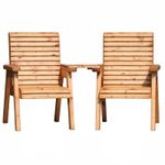 2 x Wooden Garden High Back Chairs + Angled Tray Love Seat Furniture Flat Pack