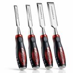 Chisel Set Wood Bevel Edge Strike Through Caps Shatterproof Handles 1/4 - 1 Inch