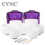 432Hz 6-12" Set of 7 Chakra Quartz Crystal Singing Bowls for Meditation Healing
