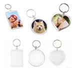 5 Pcs - Acrylic Keyring Blanks - Insert Photo Picture Frame Keychain Heart Round