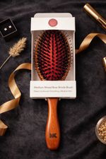 Noix de Coco Large Mixed Boar Bristle Hair Brush | Natural Wood Cushion Paddle
