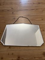 Vintage Bevelled Wall Mirror Chain Hanging Frameless Art Deco Style 56cm 7 Sides