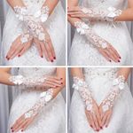 Wedding Lace Gloves Lace Bowknot Gown Gloves Bride Lace Gloves Bridal Gown